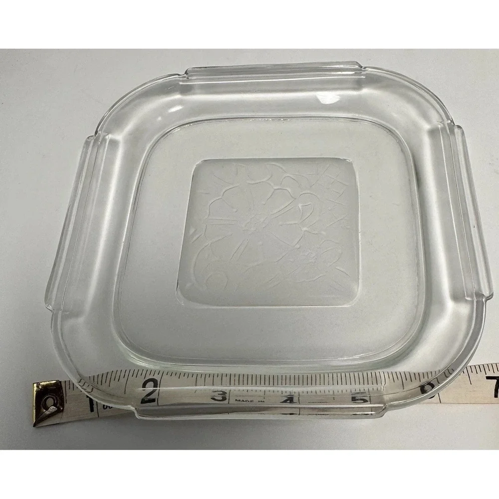 Vintage Serving Plate Tid Bit Hors d'oeuvres Glass with Frosted Design in Center